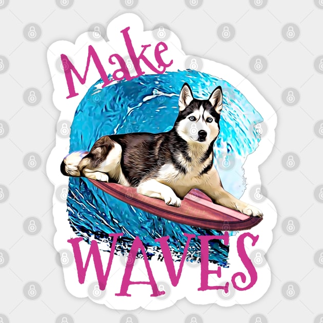 WAVES Husky Sticker by Witty Things Designs